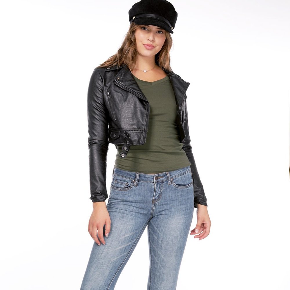 Zipper Moto Faux Leather Jacket